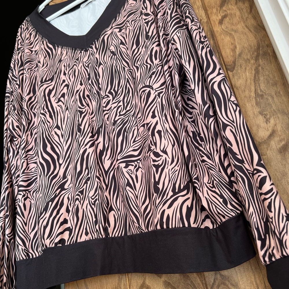 Women’s Leopard Print Top One Shoulder V Neck Long Sleeve Loose Pullover Blouse